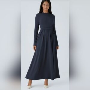 NWT HALARA Dark Blue Long Sleeve Dress